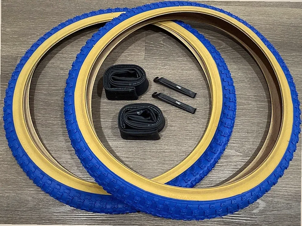 20" Pair of BMX Bicycle Blue Gum wall Tires Tubes & Levers 20X1.75 MX3 COMP3