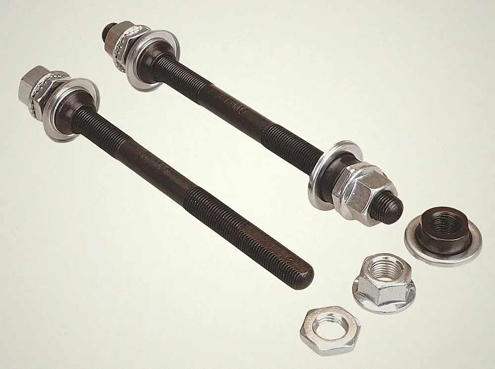3/8" x 26T BMX bicycle chromoly axle set (FRONT w/ FLATS & REAR) - BLACK