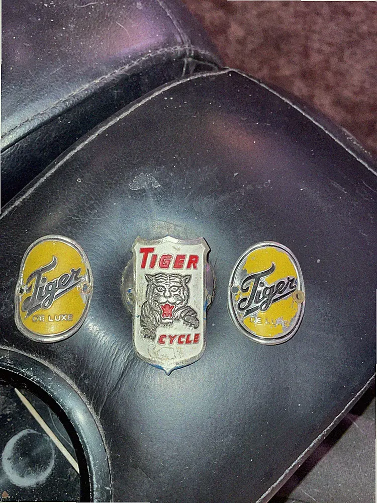 3 Tiger Bicycle Headbadges Vintage. Tiger Bicycles Was In REDWOOD CITY CA