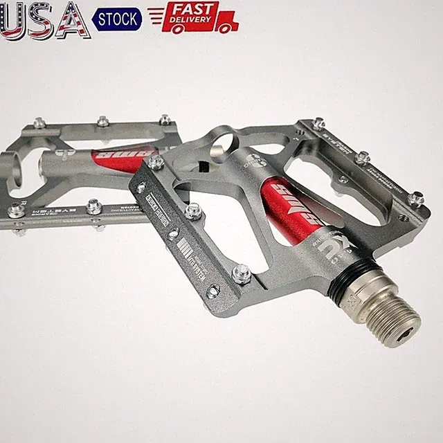 Aluminum Road MTB Mountain Bike XC Bicycle Pedal 3 Bearings Flat Pedals Gray