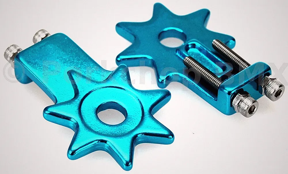 BMX Bicycle Star Spur Chain Tensioners for 3/8" axles - BRIGHT DIP BLUE