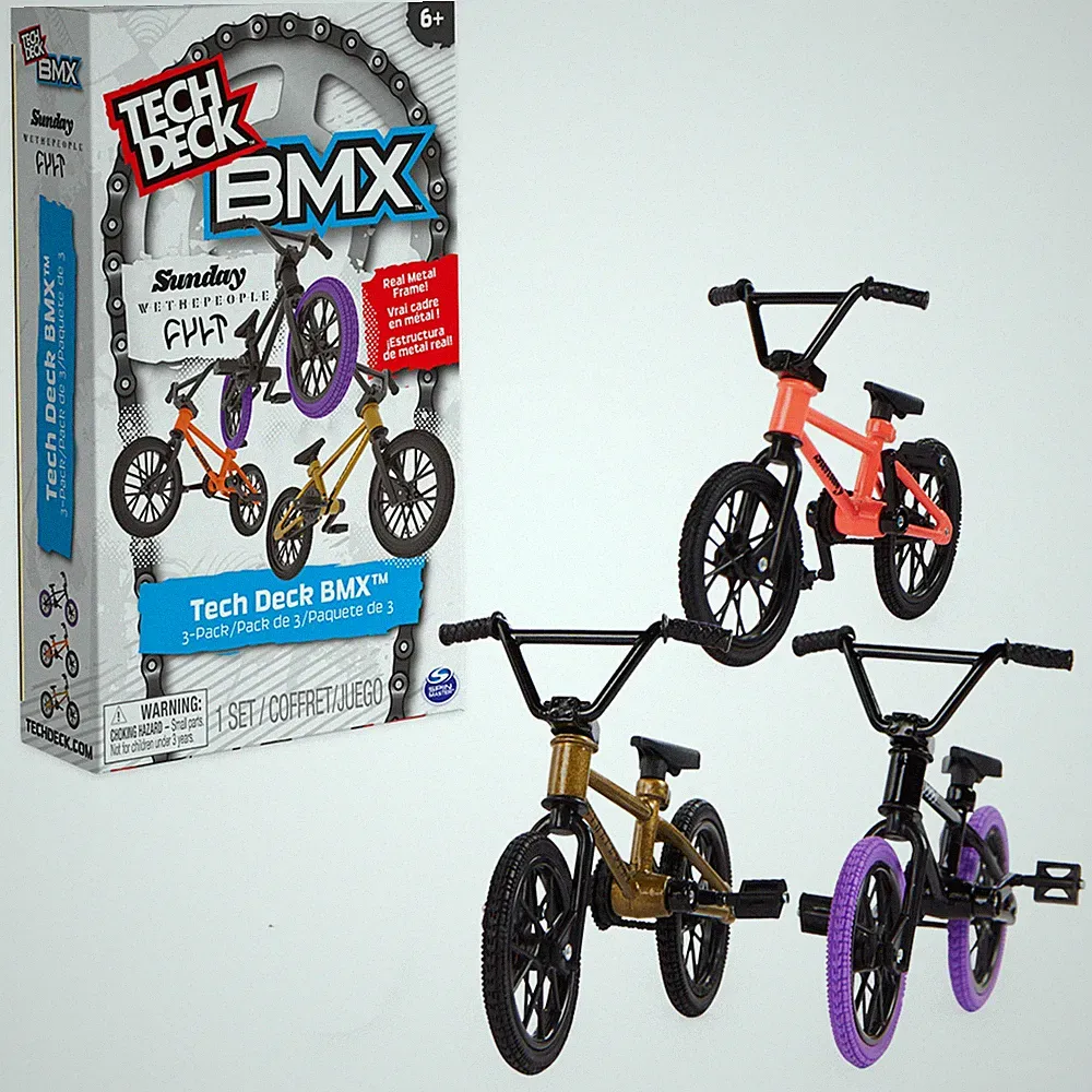 BMX Finger Bike 3-Pack, Collectible and Customizable Mini BMX Bicycle Toys for