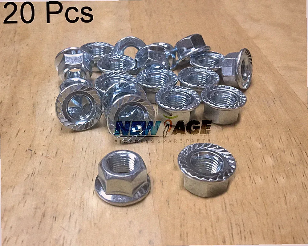 Lot of 20 New Flanged BMX MTB ROAD BICYCLE Axle Nuts 3/8" X 26T (CP)