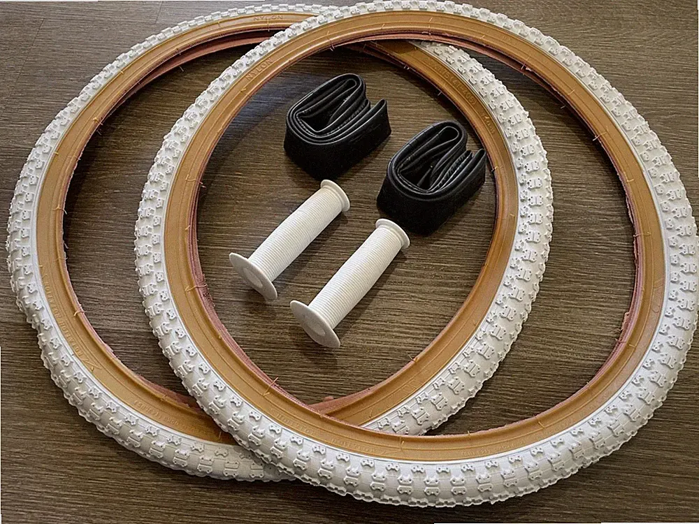 PAIR of 20" BMX Bicycle COMP3 White Gumwall MX3 Tires & Tubes Grips 20X1.75
