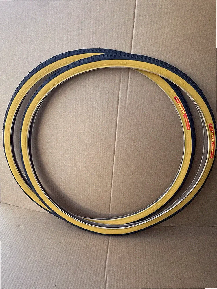 PAIR of 26 x 1 3/8 Bicycle Black/ Gum Wall Tires Touring Racing ORNATE