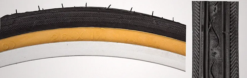 Sunlite K40 Road/Hybrid Bike Bicycle Tire 26x1-3/8 Black/Gum Wire Bead 590 ISO