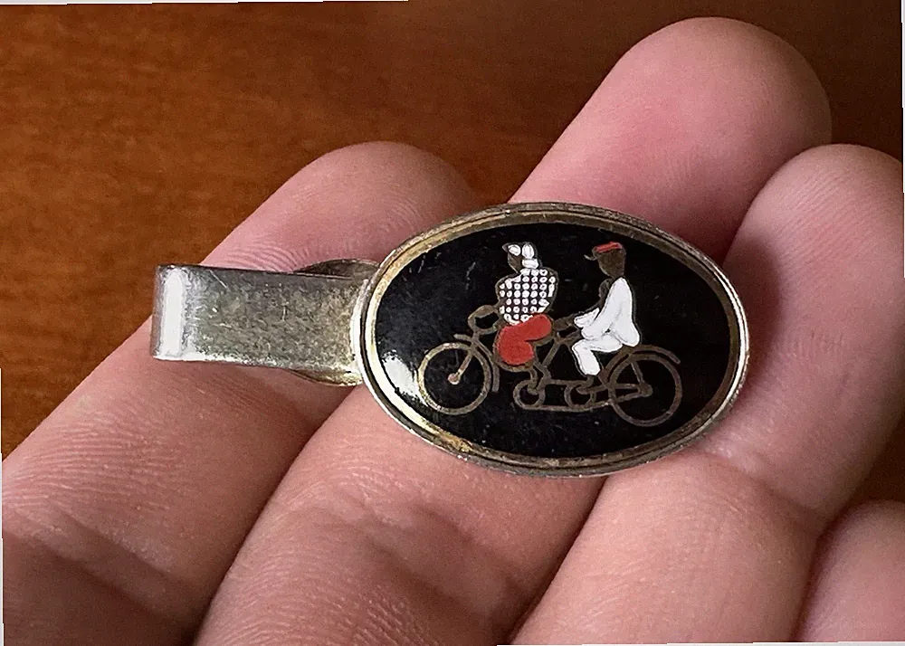 Vintage Tie Bar Clip Tandem Bicycle #3D